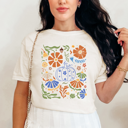 Blue Floral Pumpkin Graphic Tee in Two Colors-Womens-Ave Shops-[option4]-[option5]-[option6]-[option7]-[option8]-Shop-Boutique-Clothing-for-Women-Online