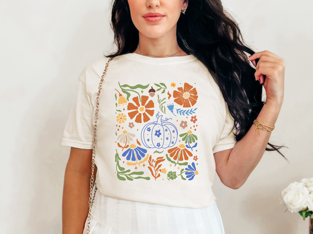 Blue Floral Pumpkin Graphic Tee in Two Colors-Womens-Ave Shops-[option4]-[option5]-[option6]-[option7]-[option8]-Shop-Boutique-Clothing-for-Women-Online