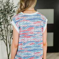 Blurred Beauty Textured Knit Top in Blue, Red and White-Womens-Ave Shops-[option4]-[option5]-[option6]-[option7]-[option8]-Shop-Boutique-Clothing-for-Women-Online