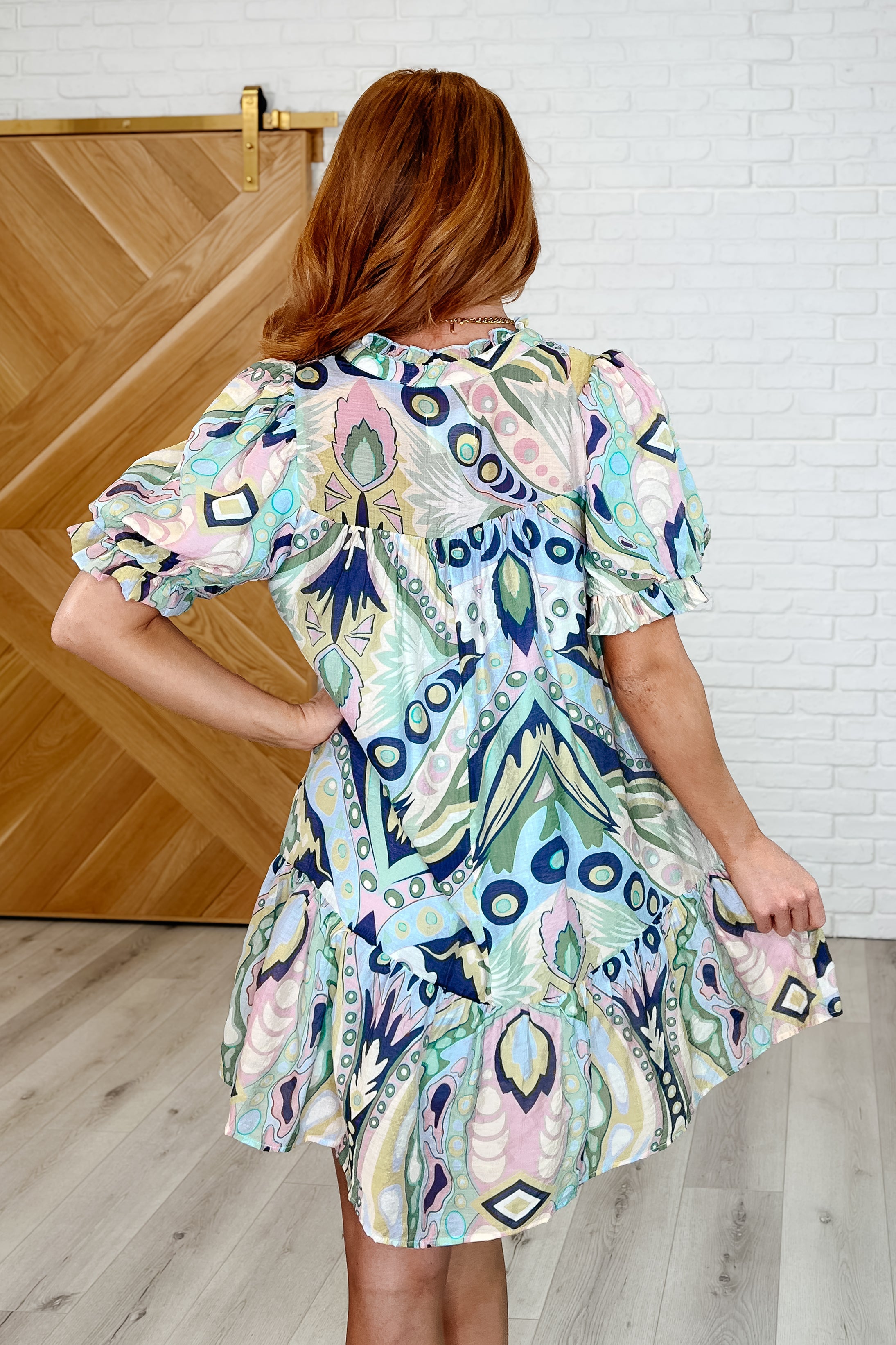 Boho Belle V-Neck Tiered Dress in Green Mix-Womens-Ave Shops-[option4]-[option5]-[option6]-[option7]-[option8]-Shop-Boutique-Clothing-for-Women-Online