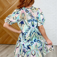 Boho Belle V-Neck Tiered Dress in Green Mix-Womens-Ave Shops-[option4]-[option5]-[option6]-[option7]-[option8]-Shop-Boutique-Clothing-for-Women-Online