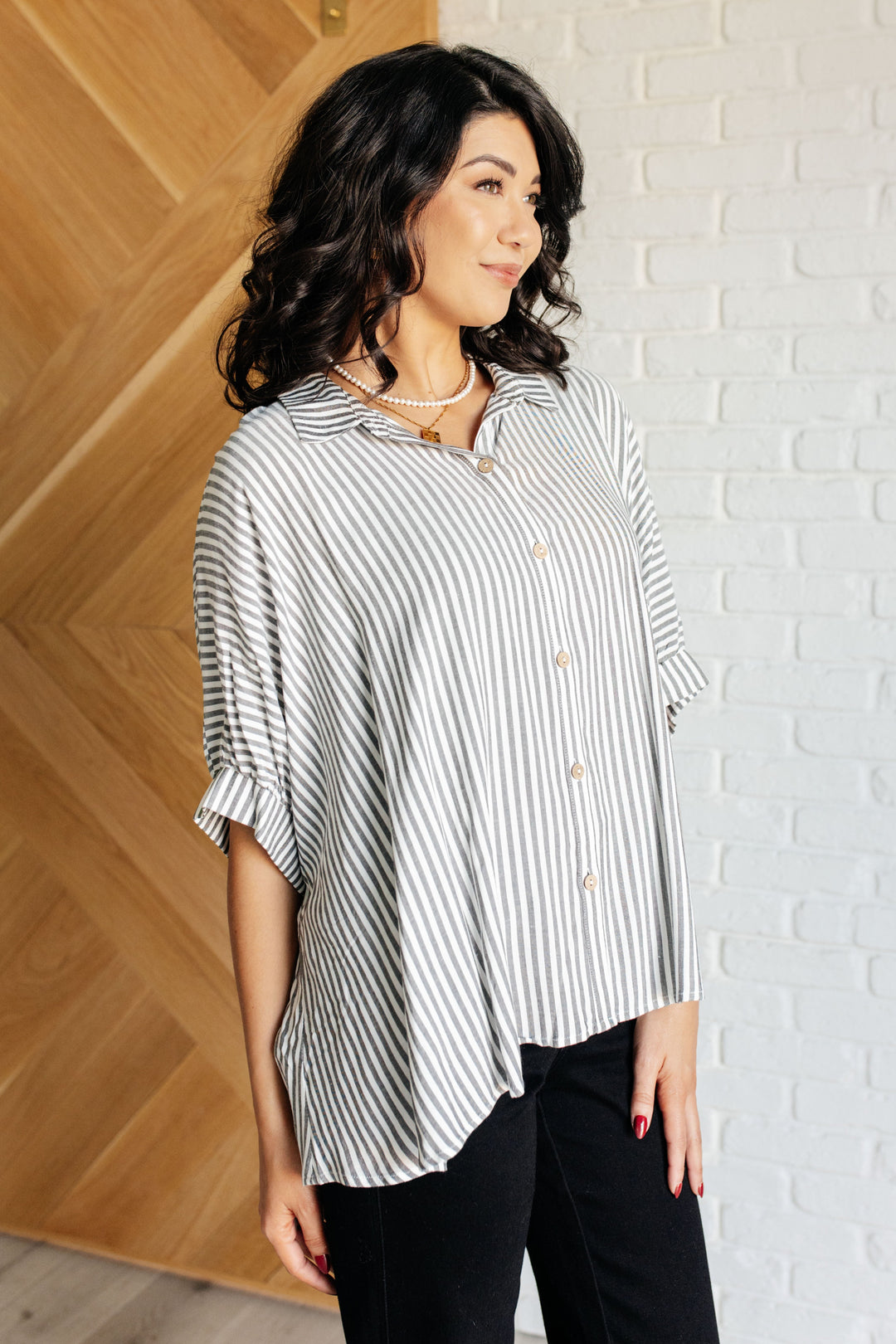 Zenana Boxy Striped Button Up in Black-Tops-Ave Shops-[option4]-[option5]-[option6]-[option7]-[option8]-Shop-Boutique-Clothing-for-Women-Online