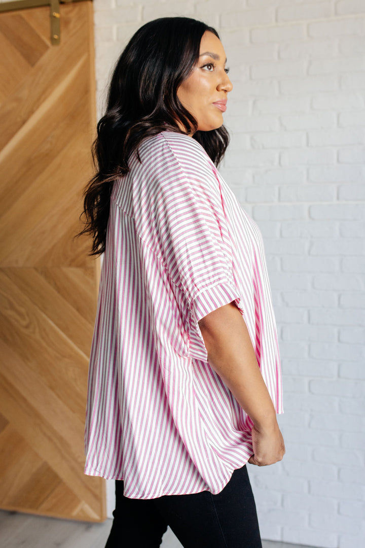 Zenana Boxy Striped Button Up in Hot Pink-Tops-Ave Shops-[option4]-[option5]-[option6]-[option7]-[option8]-Shop-Boutique-Clothing-for-Women-Online