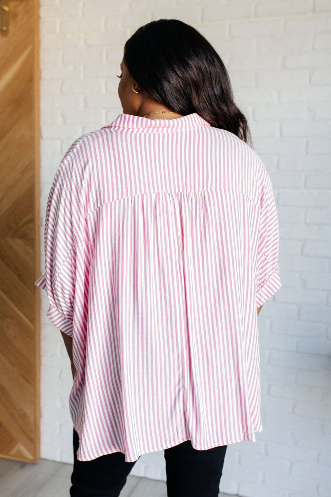 Zenana Boxy Striped Button Up in Hot Pink-Tops-Ave Shops-[option4]-[option5]-[option6]-[option7]-[option8]-Shop-Boutique-Clothing-for-Women-Online