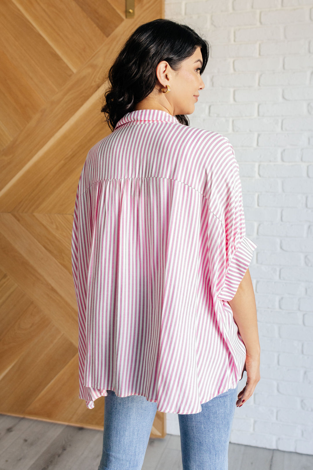 Zenana Boxy Striped Button Up in Hot Pink-Tops-Ave Shops-[option4]-[option5]-[option6]-[option7]-[option8]-Shop-Boutique-Clothing-for-Women-Online