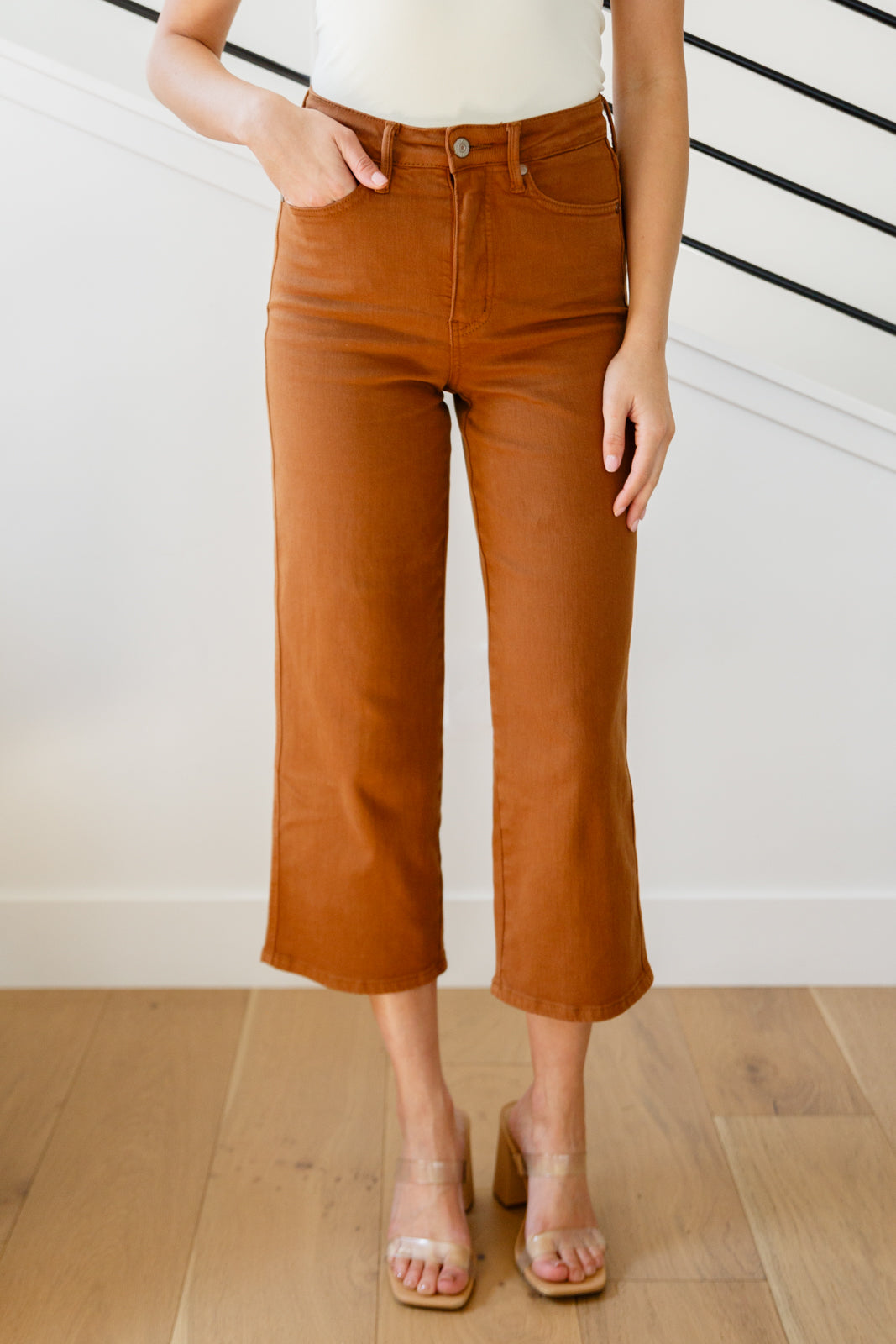 Briar High Rise Control Top Wide Leg Crop Jeans in Camel-Denim-Ave Shops-[option4]-[option5]-[option6]-[option7]-[option8]-Shop-Boutique-Clothing-for-Women-Online