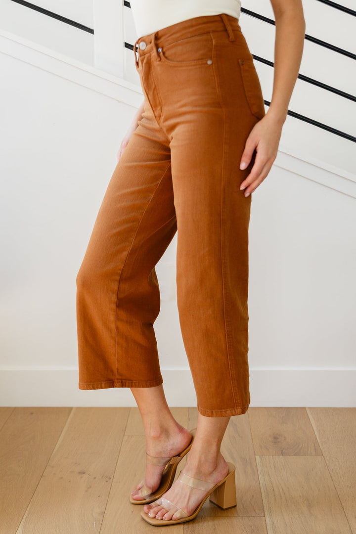 Briar High Rise Control Top Wide Leg Crop Jeans in Camel-Denim-Ave Shops-[option4]-[option5]-[option6]-[option7]-[option8]-Shop-Boutique-Clothing-for-Women-Online