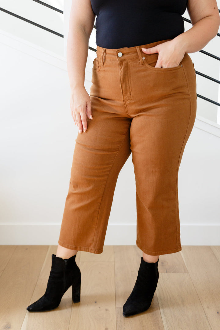 Briar High Rise Control Top Wide Leg Crop Jeans in Camel-Denim-Ave Shops-[option4]-[option5]-[option6]-[option7]-[option8]-Shop-Boutique-Clothing-for-Women-Online