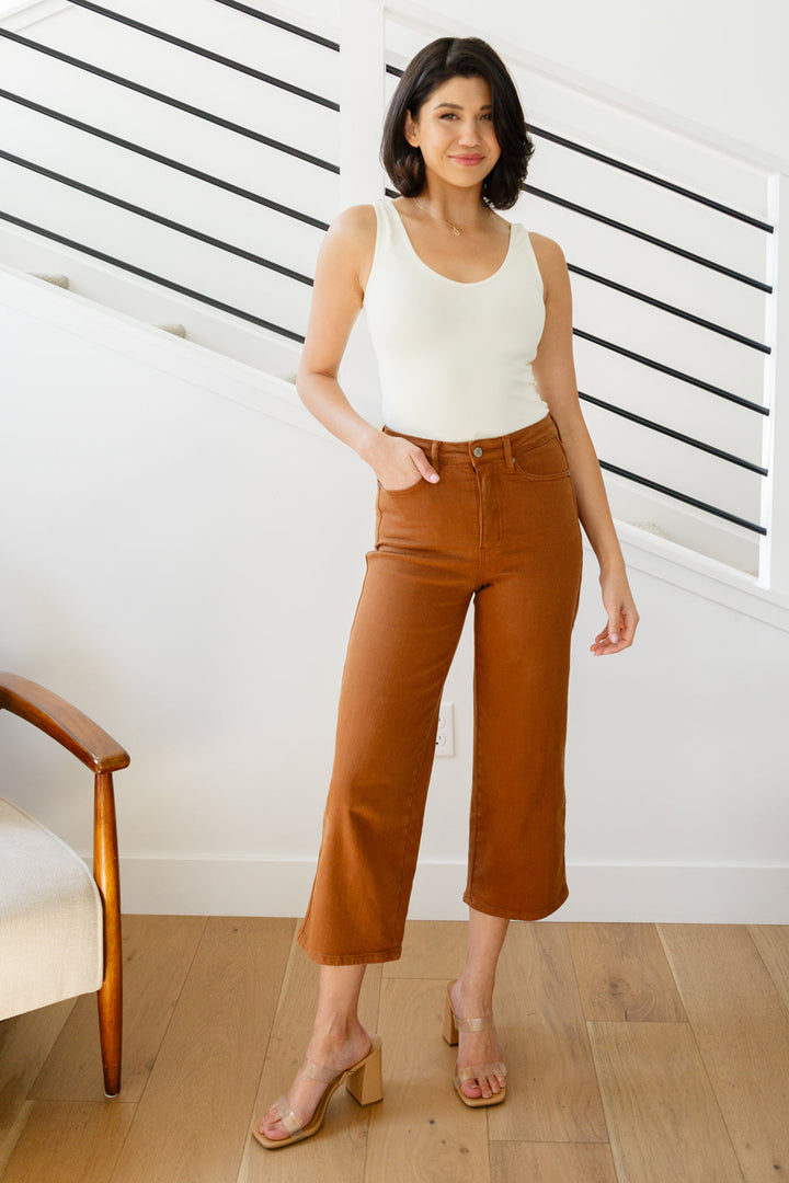 Briar High Rise Control Top Wide Leg Crop Jeans in Camel-Denim-Ave Shops-[option4]-[option5]-[option6]-[option7]-[option8]-Shop-Boutique-Clothing-for-Women-Online