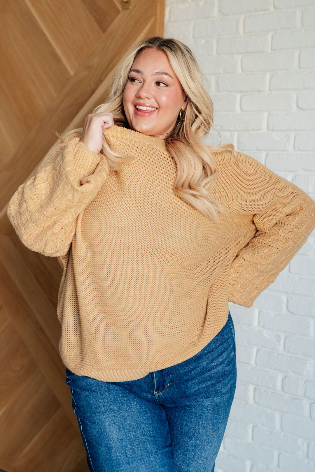 Bubbly Personality Bubble Sleeve Sweater in Wheat-Tops-Ave Shops-[option4]-[option5]-[option6]-[option7]-[option8]-Shop-Boutique-Clothing-for-Women-Online