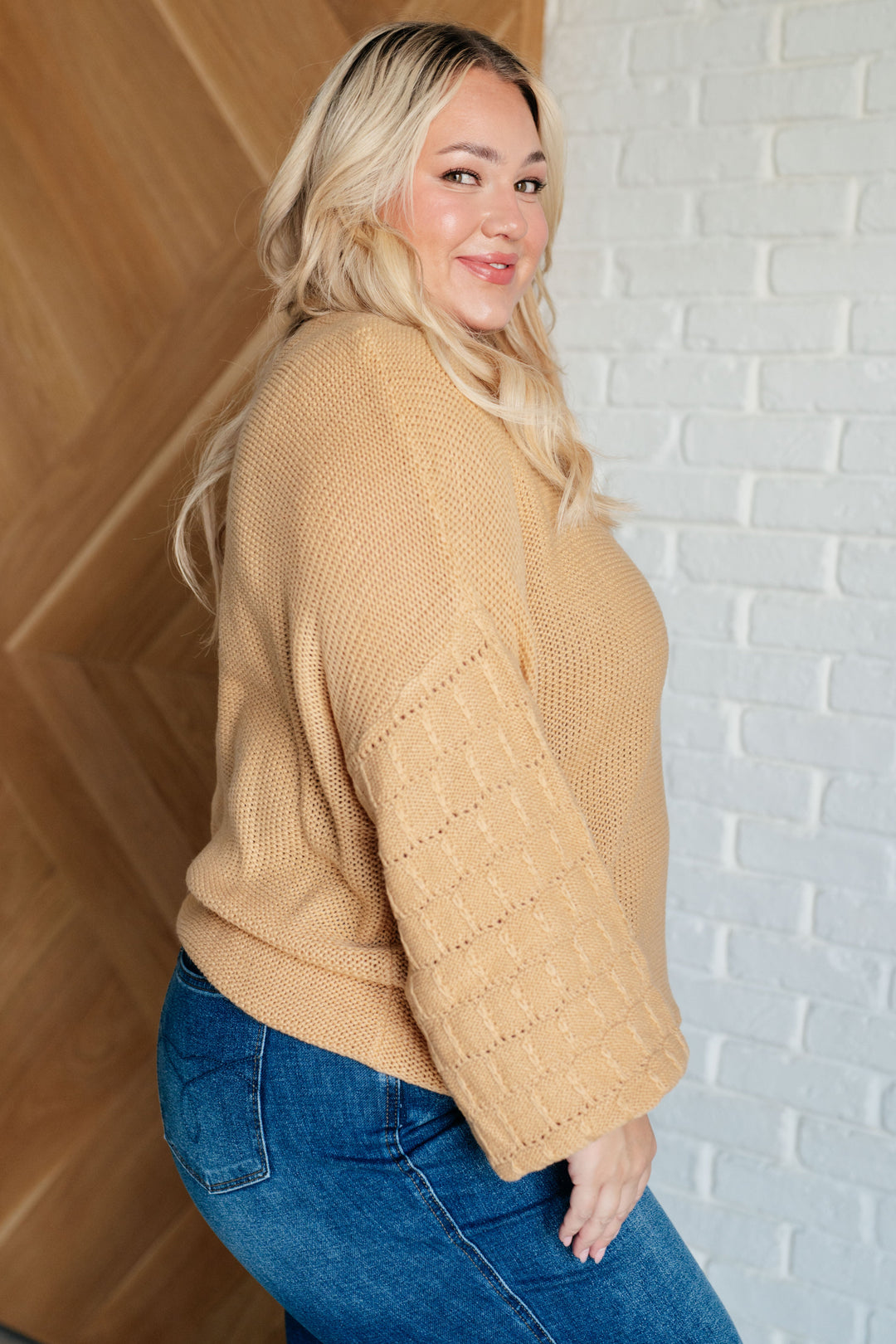 Bubbly Personality Bubble Sleeve Sweater in Wheat-Tops-Ave Shops-[option4]-[option5]-[option6]-[option7]-[option8]-Shop-Boutique-Clothing-for-Women-Online