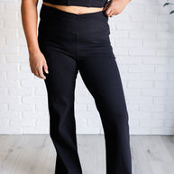 Rae Mode Building Habits Twill Flared Crossover Waist Pant in Black-Bottoms-Ave Shops-[option4]-[option5]-[option6]-[option7]-[option8]-Shop-Boutique-Clothing-for-Women-Online