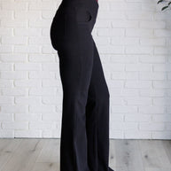 Rae Mode Building Habits Twill Flared Crossover Waist Pant in Black-Bottoms-Ave Shops-[option4]-[option5]-[option6]-[option7]-[option8]-Shop-Boutique-Clothing-for-Women-Online