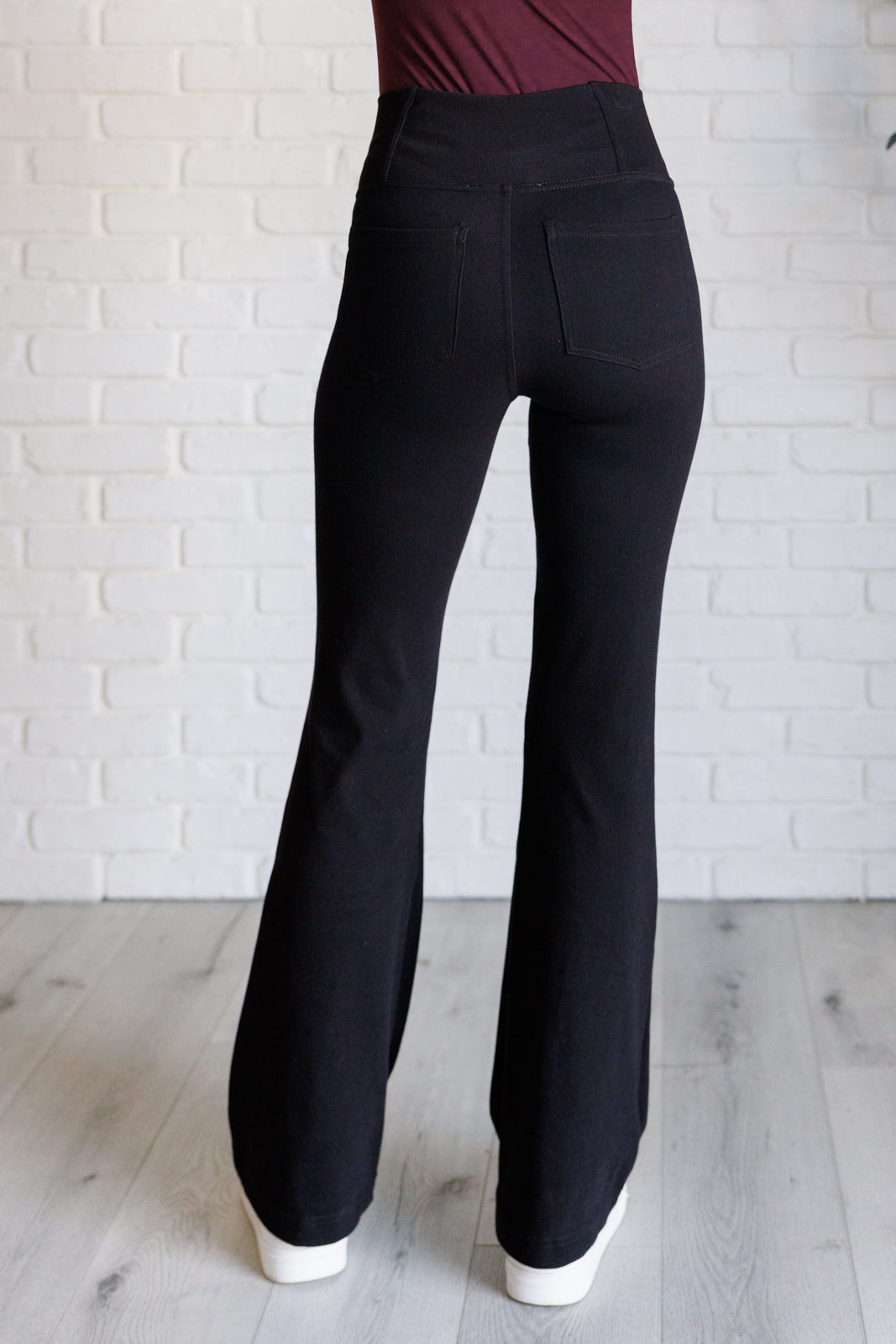 Rae Mode Building Habits Twill Flared Crossover Waist Pant in Black-Bottoms-Ave Shops-[option4]-[option5]-[option6]-[option7]-[option8]-Shop-Boutique-Clothing-for-Women-Online