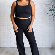 Rae Mode Building Habits Twill Flared Crossover Waist Pant in Black-Bottoms-Ave Shops-[option4]-[option5]-[option6]-[option7]-[option8]-Shop-Boutique-Clothing-for-Women-Online