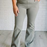 Rae Mode Building Habits Twill Flared Crossover Waist Pant in Dusty Olive-Bottoms-Ave Shops-[option4]-[option5]-[option6]-[option7]-[option8]-Shop-Boutique-Clothing-for-Women-Online