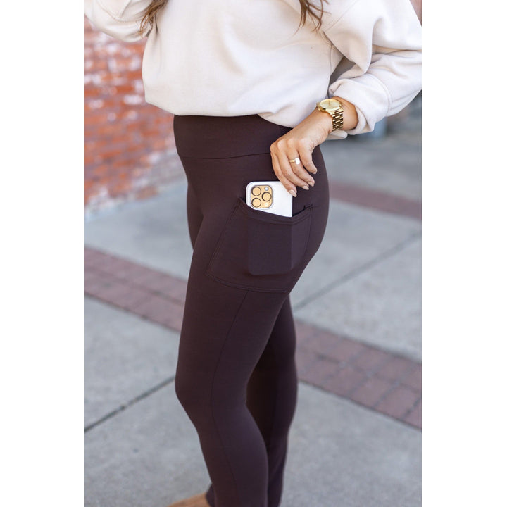 The Brandy - Brown Flare Leggings WITH POCKETS - Luxe Leggings by Julia Rose®-JuliaRoseWholesale-[option4]-[option5]-[option6]-[option7]-[option8]-Shop-Boutique-Clothing-for-Women-Online