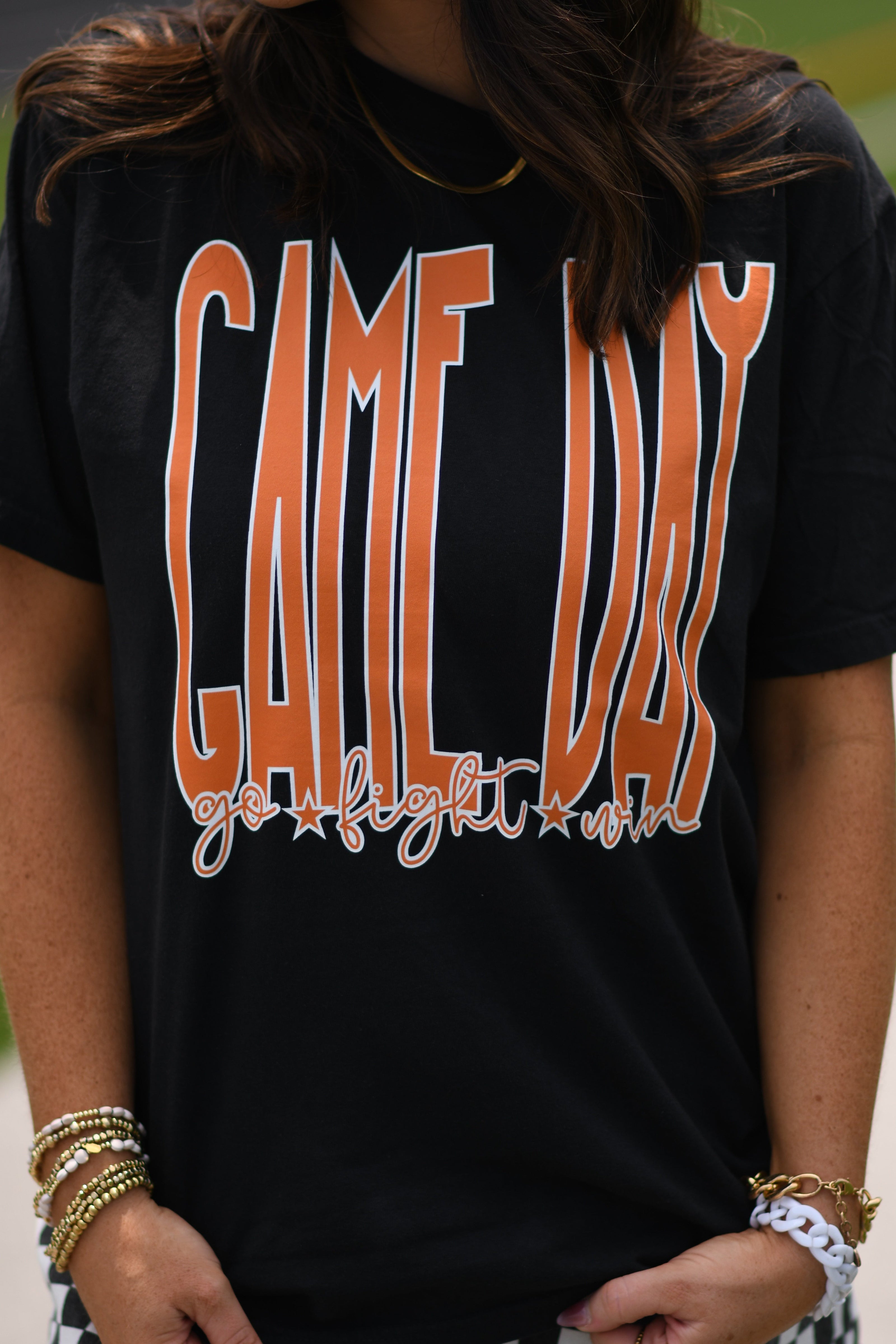 Orange Game Day Go Fight Win Tee-P&PD Wholesale-[option4]-[option5]-[option6]-[option7]-[option8]-Shop-Boutique-Clothing-for-Women-Online