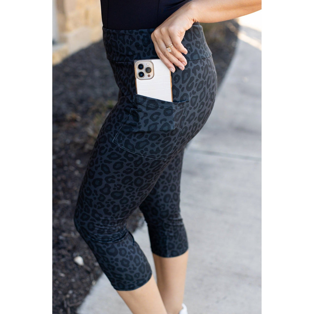 Black LEOPARD CAPRI with POCKETS - Luxe Leggings by Julia Rose®-JuliaRoseWholesale-[option4]-[option5]-[option6]-[option7]-[option8]-Shop-Boutique-Clothing-for-Women-Online