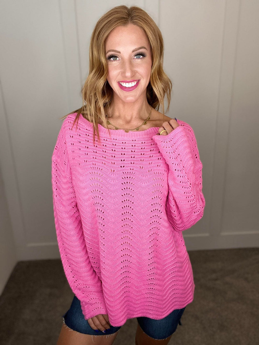 Shirley & Stone Cici Hallow Out Sweater-In Stock Shirley&amp;Stone-Shirley & Stone-#1-Pink-3XL-[option4]-[option5]-[option6]-[option7]-[option8]-Shop-Boutique-Clothing-for-Women-Online