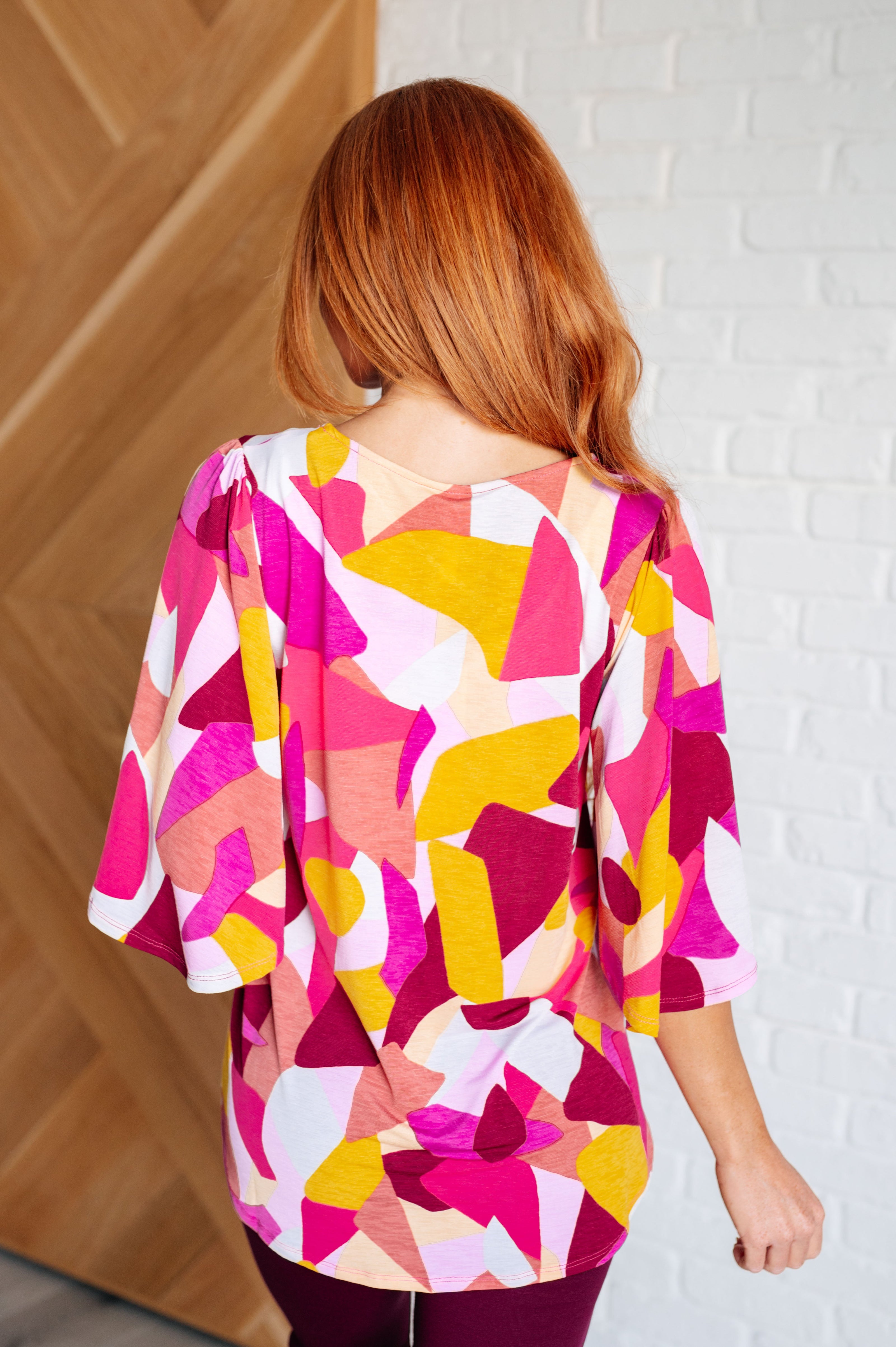 Cali Blouse in Magenta and Mustard Abstract-Blouses-Ave Shops-[option4]-[option5]-[option6]-[option7]-[option8]-Shop-Boutique-Clothing-for-Women-Online