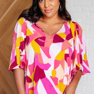 Cali Blouse in Magenta and Mustard Abstract-Blouses-Ave Shops-[option4]-[option5]-[option6]-[option7]-[option8]-Shop-Boutique-Clothing-for-Women-Online