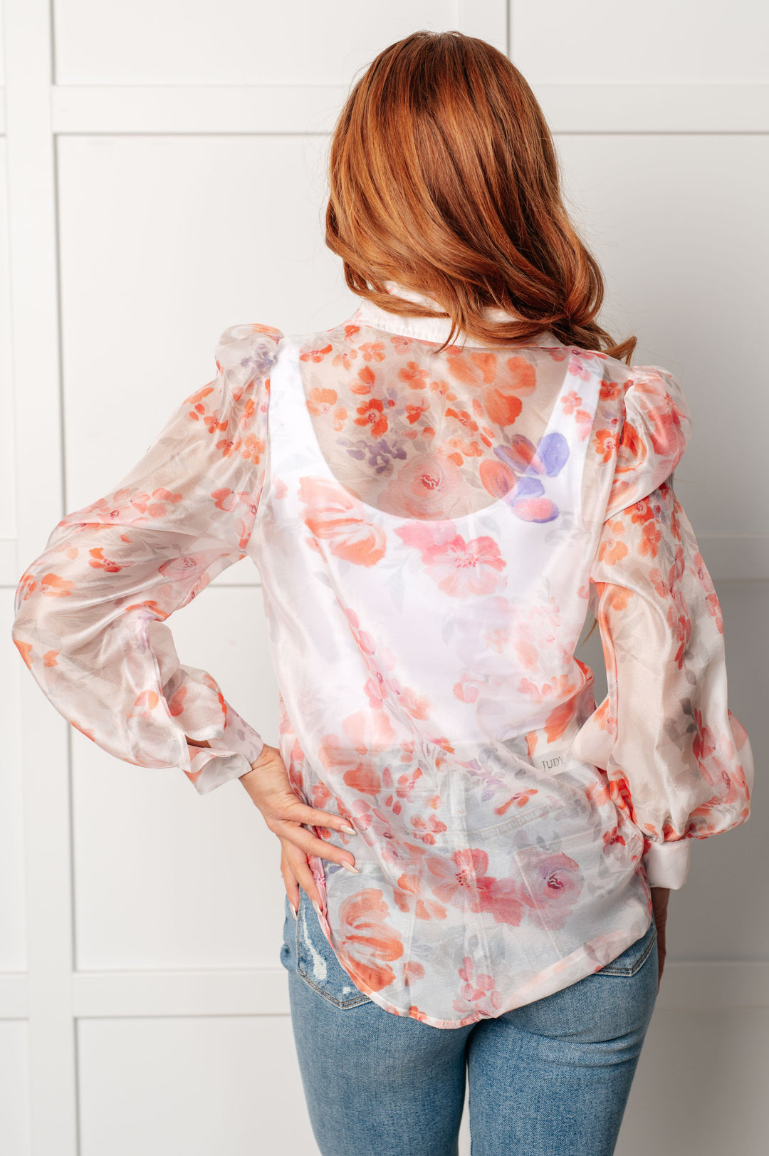 Call Me Back Sheer Floral Button Up Blouse-Blouses-Ave Shops-[option4]-[option5]-[option6]-[option7]-[option8]-Shop-Boutique-Clothing-for-Women-Online