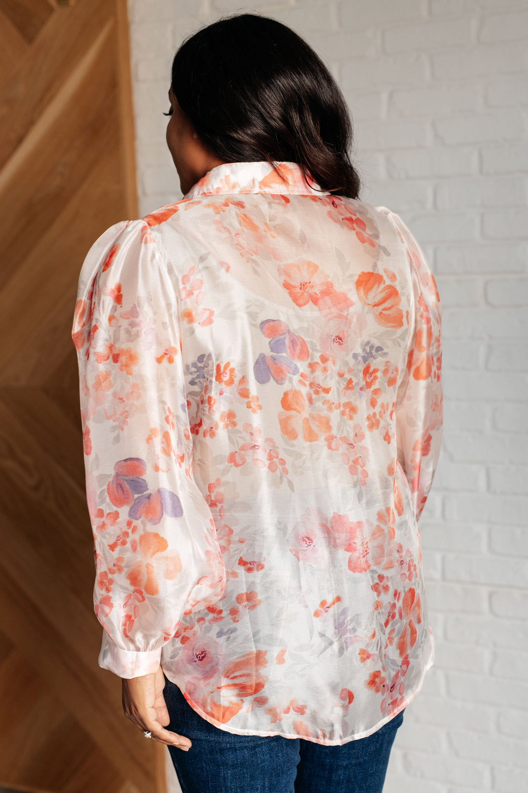 Call Me Back Sheer Floral Button Up Blouse-Blouses-Ave Shops-[option4]-[option5]-[option6]-[option7]-[option8]-Shop-Boutique-Clothing-for-Women-Online