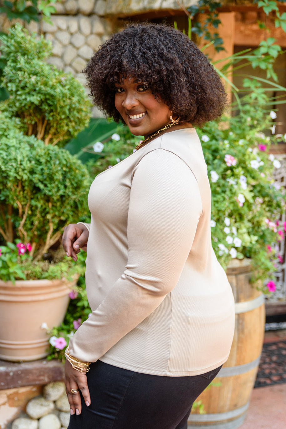 Can You Believe It Basic Long Sleeve Top In Sand-Womens-Ave Shops-[option4]-[option5]-[option6]-[option7]-[option8]-Shop-Boutique-Clothing-for-Women-Online