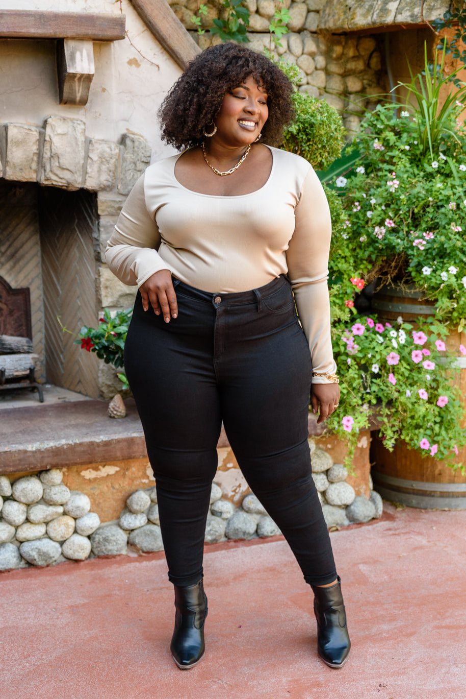 Can You Believe It Basic Long Sleeve Top In Sand-Womens-Ave Shops-[option4]-[option5]-[option6]-[option7]-[option8]-Shop-Boutique-Clothing-for-Women-Online