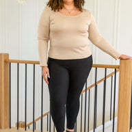 Can You Believe It Basic Long Sleeve Top In Sand-Womens-Ave Shops-[option4]-[option5]-[option6]-[option7]-[option8]-Shop-Boutique-Clothing-for-Women-Online