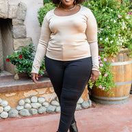 Can You Believe It Basic Long Sleeve Top In Sand-Womens-Ave Shops-[option4]-[option5]-[option6]-[option7]-[option8]-Shop-Boutique-Clothing-for-Women-Online