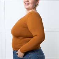 Bring in the Basics Seamless Reversible V-Neck Caramel-Tops-Ave Shops-[option4]-[option5]-[option6]-[option7]-[option8]-Shop-Boutique-Clothing-for-Women-Online