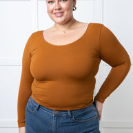 Bring in the Basics Seamless Reversible V-Neck Caramel-Tops-Ave Shops-[option4]-[option5]-[option6]-[option7]-[option8]-Shop-Boutique-Clothing-for-Women-Online