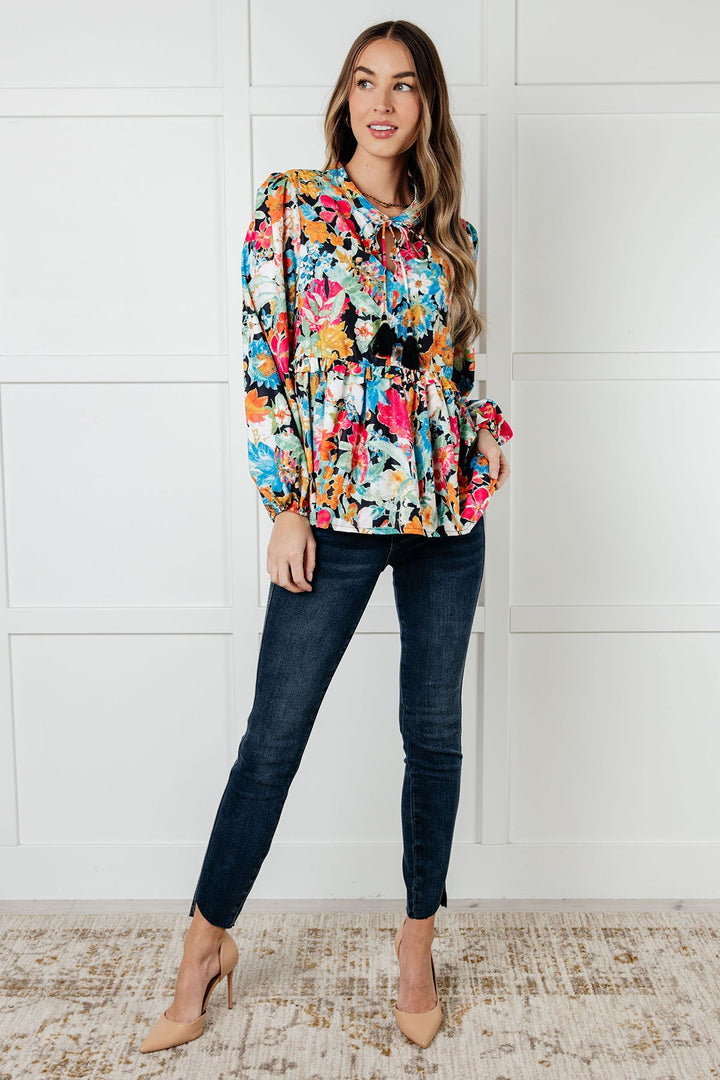 Carry Me Away Floral Peplum Blouse-Blouses-Ave Shops-[option4]-[option5]-[option6]-[option7]-[option8]-Shop-Boutique-Clothing-for-Women-Online