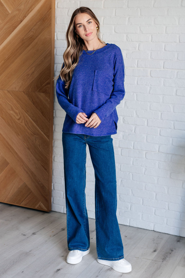 Zenana Casual Tuesday Ribbed Knit Sweater in Bright Blue-Tops-Ave Shops-[option4]-[option5]-[option6]-[option7]-[option8]-Shop-Boutique-Clothing-for-Women-Online