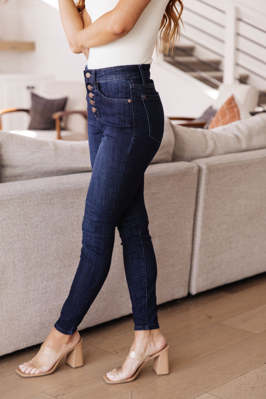Judy Blue Celecia High Waist Hand Sanded Resin Skinny Jeans-Denim-Ave Shops-[option4]-[option5]-[option6]-[option7]-[option8]-Shop-Boutique-Clothing-for-Women-Online