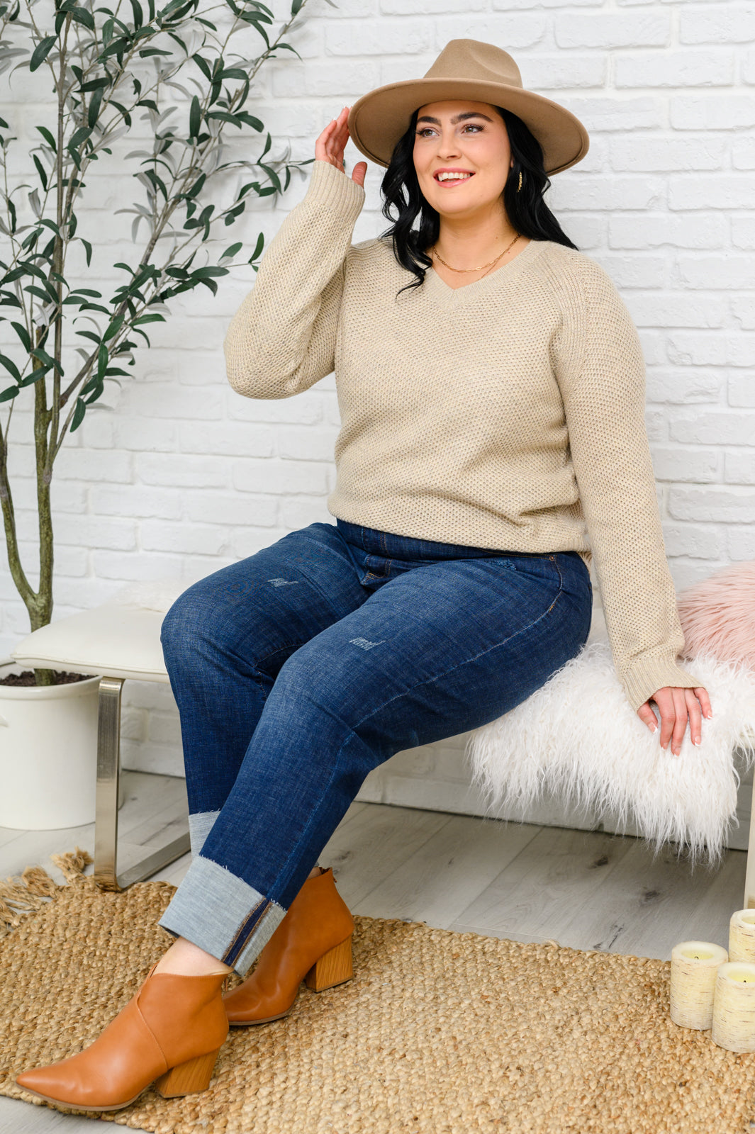 Chai Latte V-Neck Sweater in Oatmeal-Tops-Ave Shops-[option4]-[option5]-[option6]-[option7]-[option8]-Shop-Boutique-Clothing-for-Women-Online