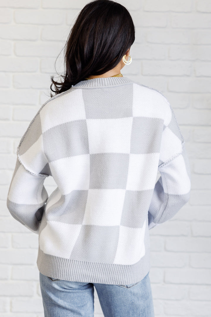 Check Yourself Checkered Sweater in Grey-Tops-Ave Shops-[option4]-[option5]-[option6]-[option7]-[option8]-Shop-Boutique-Clothing-for-Women-Online