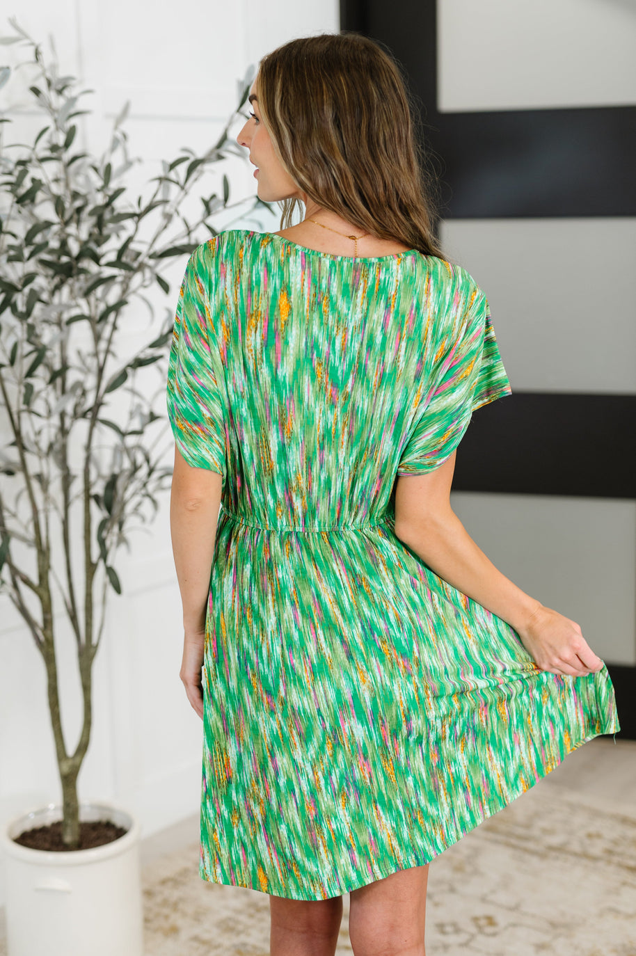 Chic Repeat V-Neck Dress in Multi-Color-Womens-Ave Shops-[option4]-[option5]-[option6]-[option7]-[option8]-Shop-Boutique-Clothing-for-Women-Online