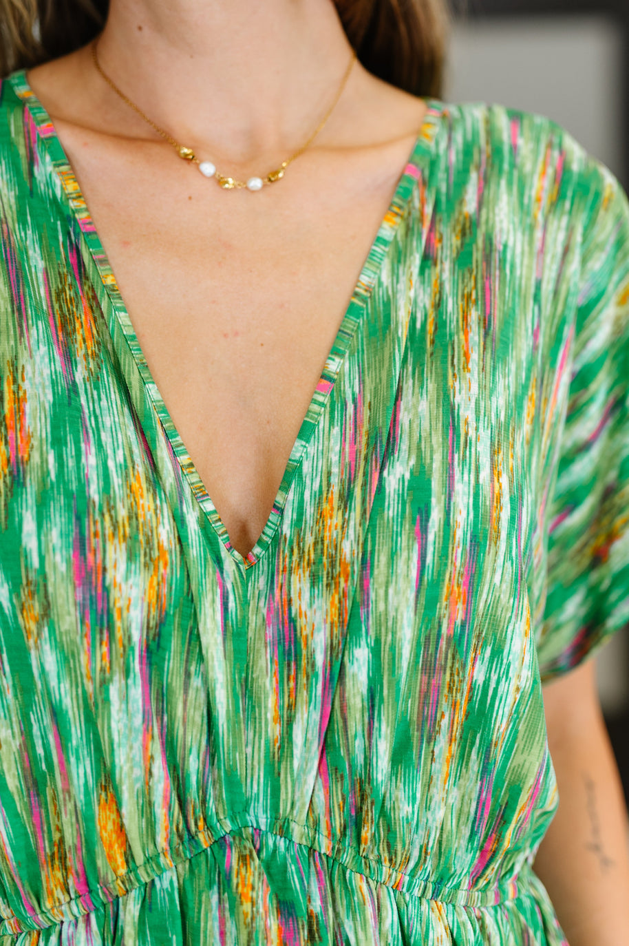 Chic Repeat V-Neck Dress in Multi-Color-Womens-Ave Shops-[option4]-[option5]-[option6]-[option7]-[option8]-Shop-Boutique-Clothing-for-Women-Online