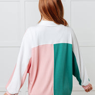 Chip Off the Old Colorblock V-Neck Henley in Green-Tops-Ave Shops-[option4]-[option5]-[option6]-[option7]-[option8]-Shop-Boutique-Clothing-for-Women-Online