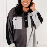 Chip Off the Old Colorblock V-Neck Henley in Grey-Tops-Ave Shops-[option4]-[option5]-[option6]-[option7]-[option8]-Shop-Boutique-Clothing-for-Women-Online