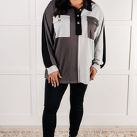 Chip Off the Old Colorblock V-Neck Henley in Grey-Tops-Ave Shops-[option4]-[option5]-[option6]-[option7]-[option8]-Shop-Boutique-Clothing-for-Women-Online