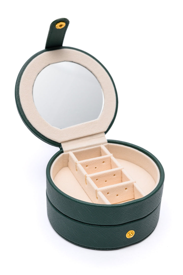 Circular Travel Jewelry Case in Green-Home & Decor-Ave Shops-OS-[option4]-[option5]-[option6]-[option7]-[option8]-Shop-Boutique-Clothing-for-Women-Online