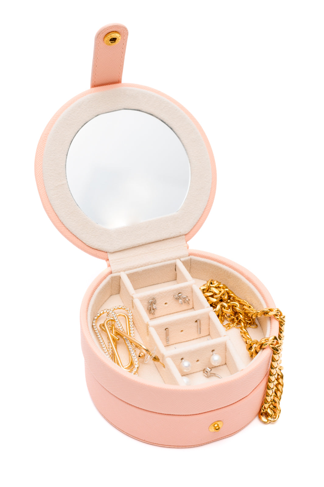 Circular Travel Jewelry Case in Pink-Home & Decor-Ave Shops-OS-[option4]-[option5]-[option6]-[option7]-[option8]-Shop-Boutique-Clothing-for-Women-Online