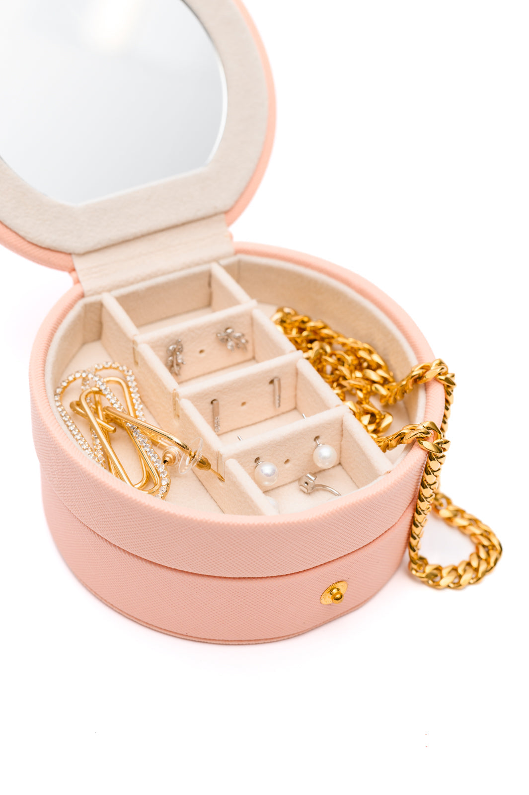 Circular Travel Jewelry Case in Pink-Home & Decor-Ave Shops-OS-[option4]-[option5]-[option6]-[option7]-[option8]-Shop-Boutique-Clothing-for-Women-Online