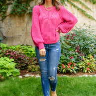 Claim The Stage Knit Sweater In Hot Pink-Womens-Ave Shops-[option4]-[option5]-[option6]-[option7]-[option8]-Shop-Boutique-Clothing-for-Women-Online