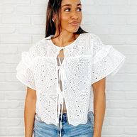 Classy As Heck Eyelet Front Tie Top in Off White-Womens-Ave Shops-[option4]-[option5]-[option6]-[option7]-[option8]-Shop-Boutique-Clothing-for-Women-Online