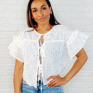 Classy As Heck Eyelet Front Tie Top in Off White-Womens-Ave Shops-[option4]-[option5]-[option6]-[option7]-[option8]-Shop-Boutique-Clothing-for-Women-Online